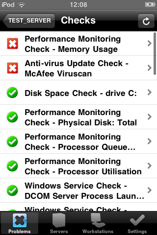 Visualisation sur iPhone du parc informatique